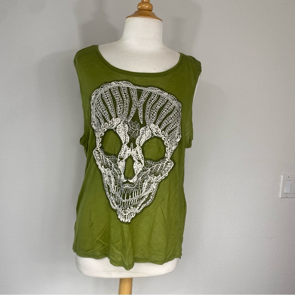 Olsenboye Women's Olive Embroidered Scuff Lightweight Tank Top Size XL Casual